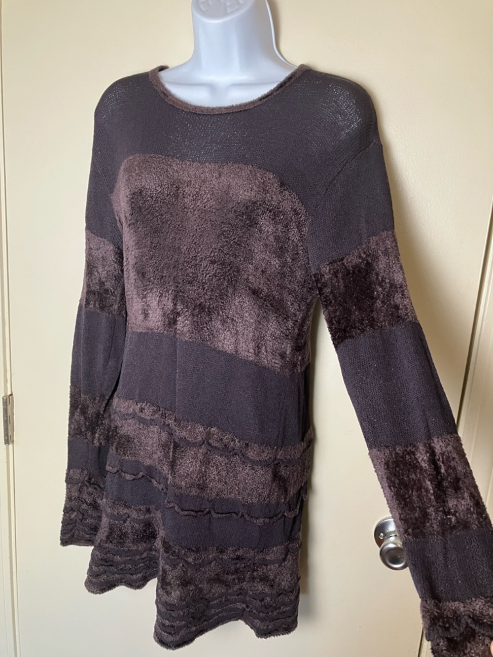Made in Ireland Textured Patchwork Sweater Dress Boho Grunge Tunic‎ Dress L